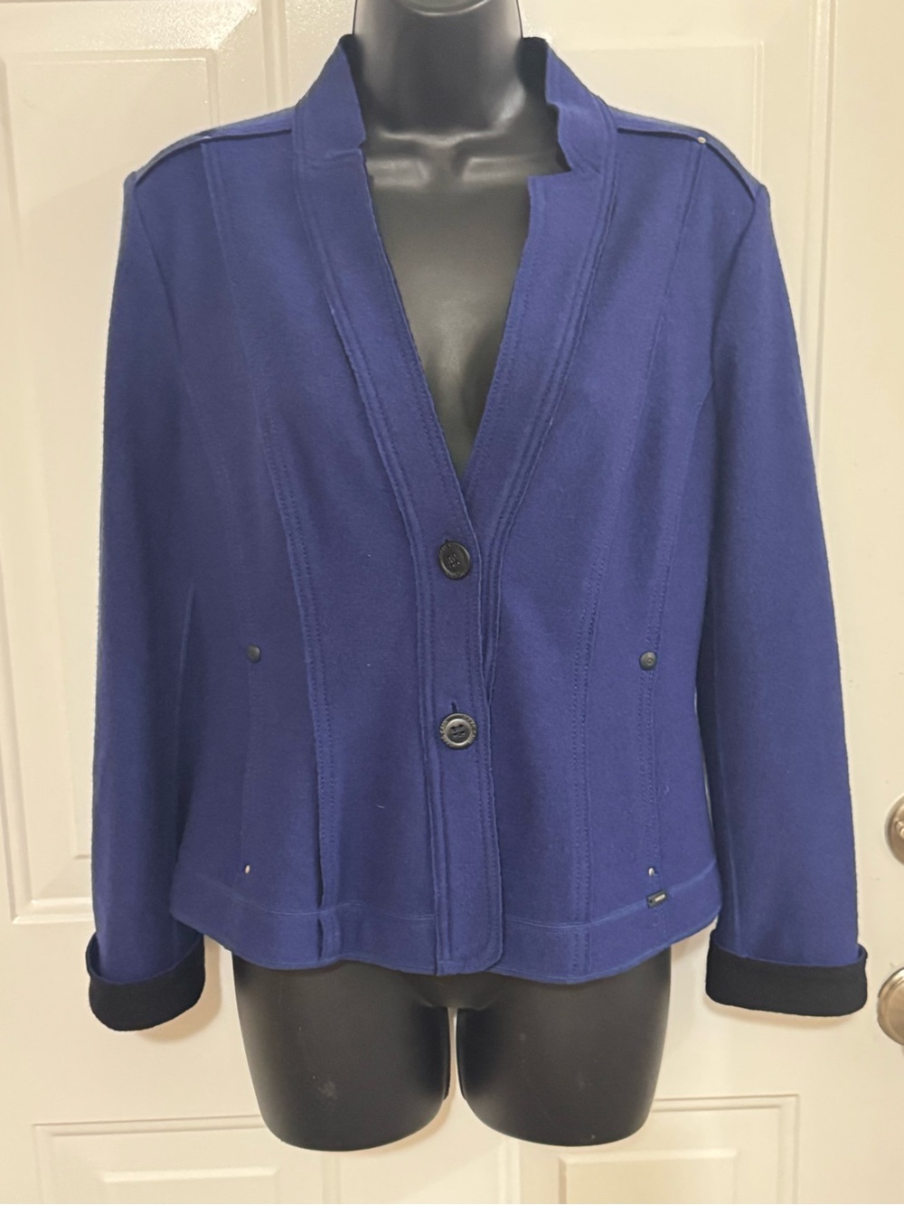 Marc Cain Unlined/Tailored virgin Wool Jacket Cobalt blue